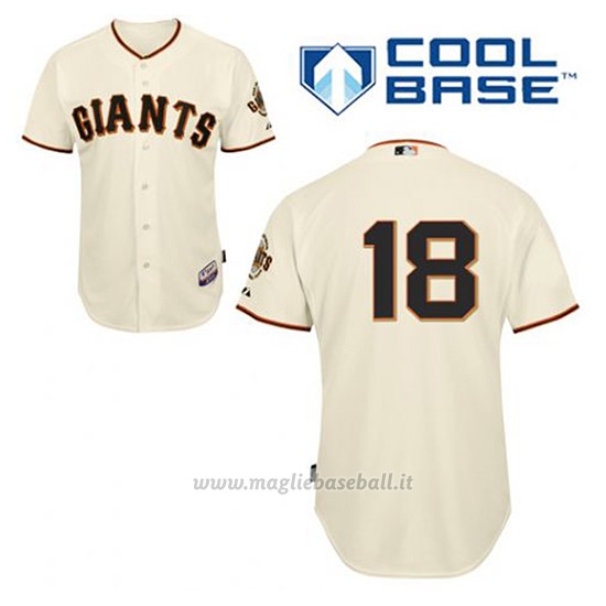 Maglia Baseball Uomo San Francisco Giants Matt Cain 18 Crema 1ªCool Base